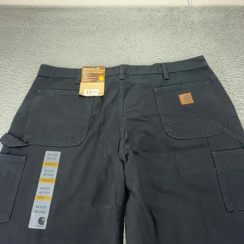Carhartt Jeans Mens 40x32 Black Loose Straight Washed Duck Dungaree Orginal Fit